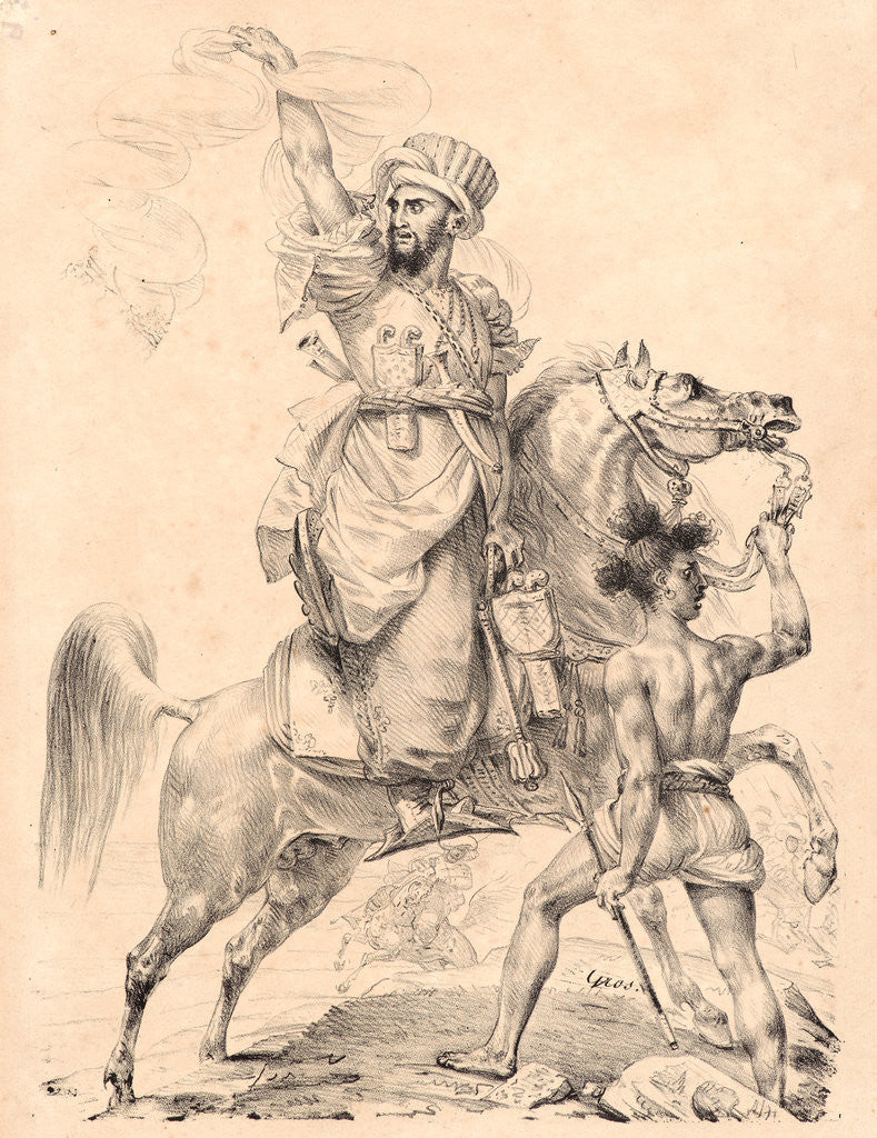 Detail of Chief of the Mamelucks on Horseback Calling for Help (Chef de Mamelucks a Cheval appelant du secours), 1817 by Antoine-Jean Gros