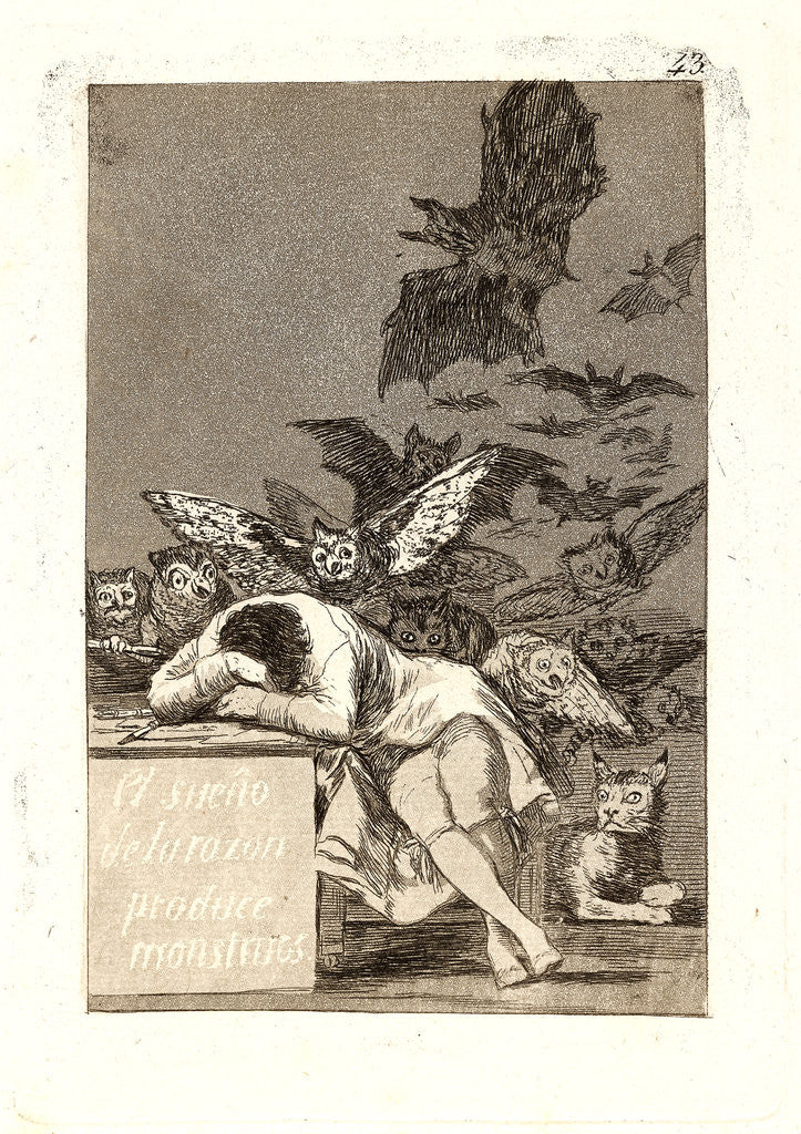 Detail of El sueño de la razon produce monstruos. (The sleep of reason produces monsters.), 1796-1797 by Francisco de Goya