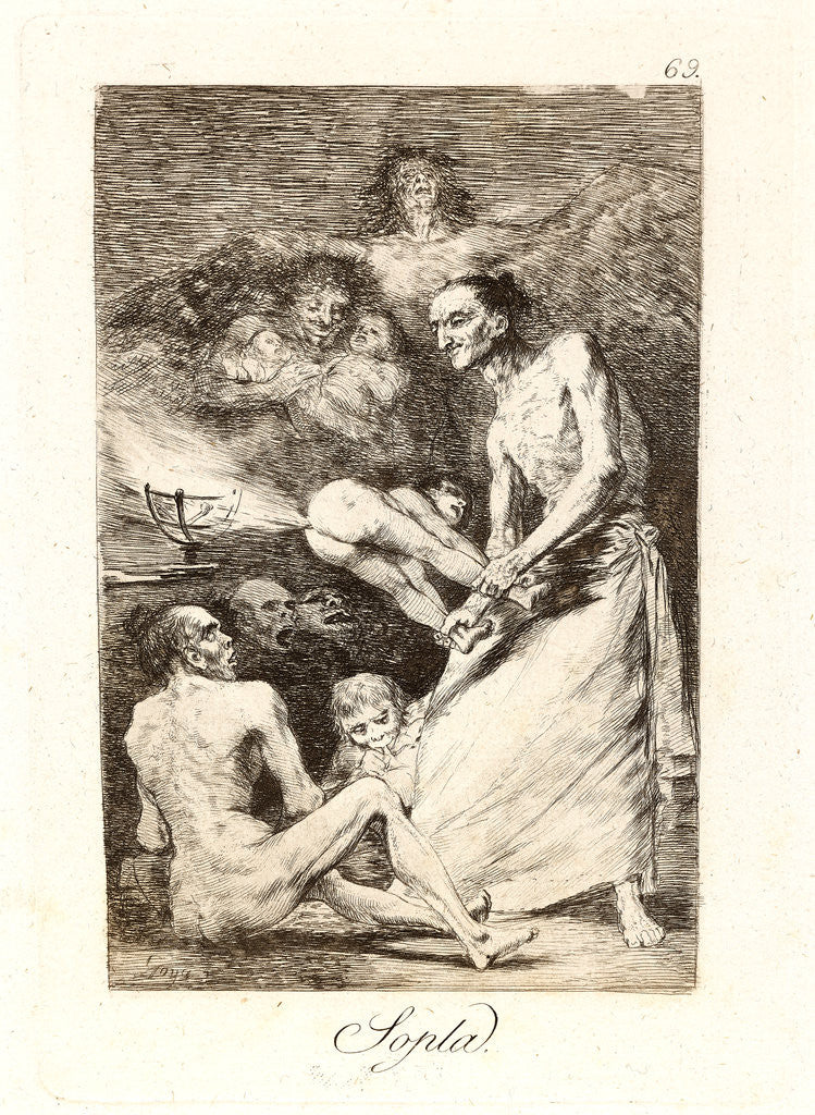 Detail of Sopla. (Blow.), 1796-1797 by Francisco de Goya