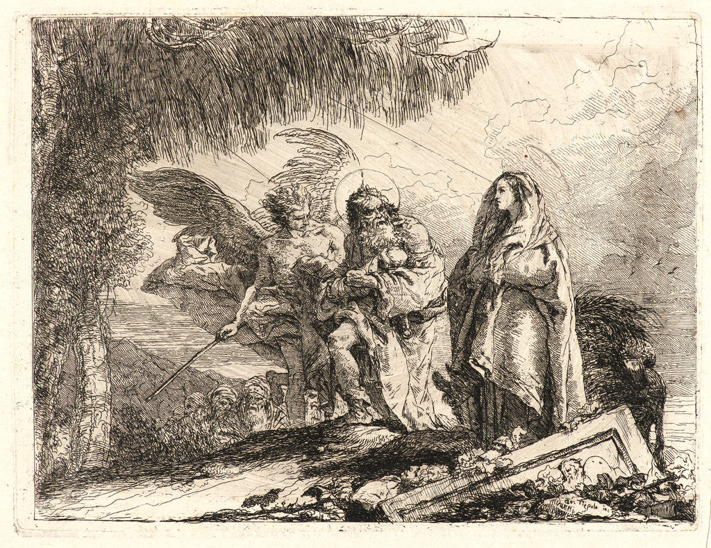 Detail of The Flight, Holy Family Walking with Angel, 1750-1753 by Giovanni Domenico Tiepolo