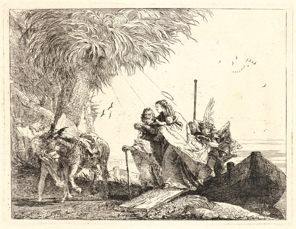 Detail of The Holy Family Disembarking, 1750-1753 by Giovanni Domenico Tiepolo