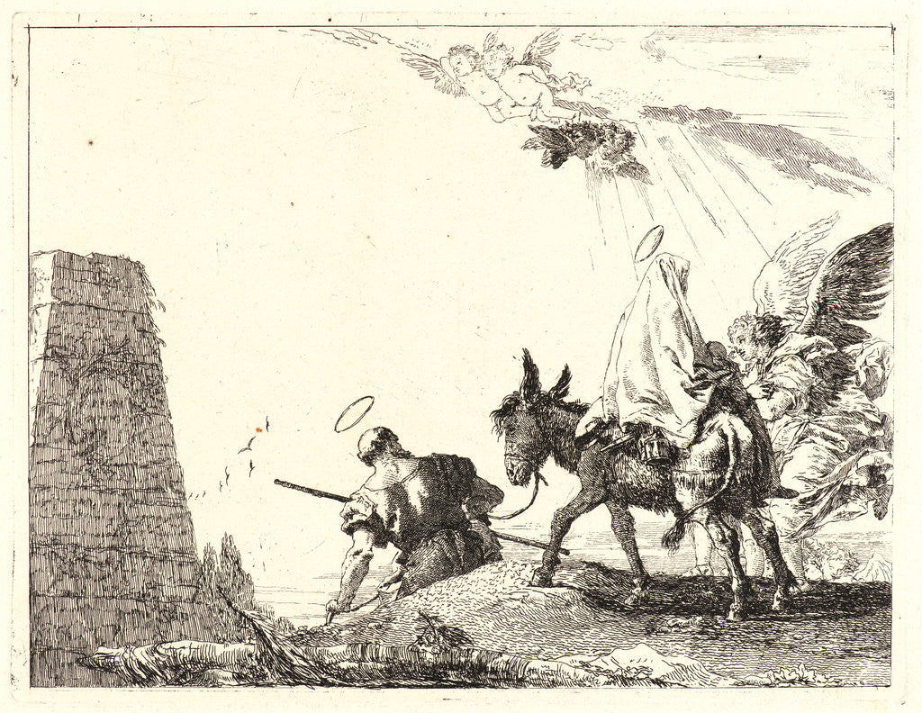 Detail of The Flight with Obelisk at the Left, 1750-1753 by Giovanni Domenico Tiepolo