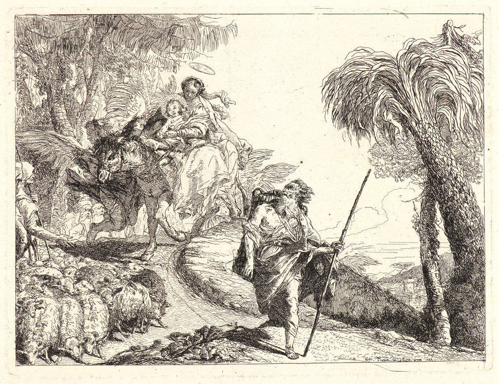 Detail of The Flight with Joseph in the Foreground, 1752 by Giovanni Domenico Tiepolo