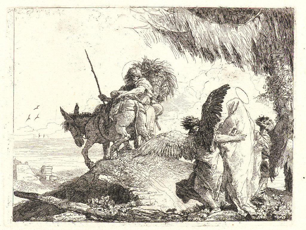 Detail of The Flight, with Madonna at Right Supported by Angels, 1750-1753 by Giovanni Domenico Tiepolo