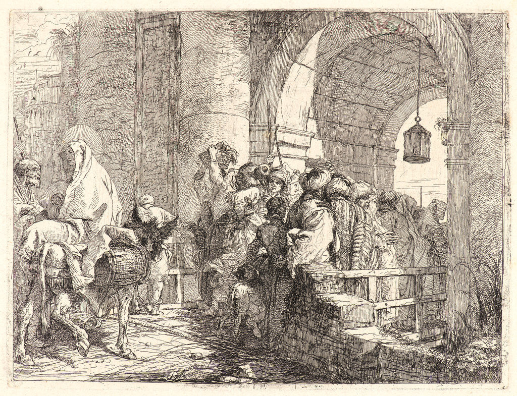 Detail of The Holy Family Arriving at a City Gate, 1750-1753 by Giovanni Domenico Tiepolo