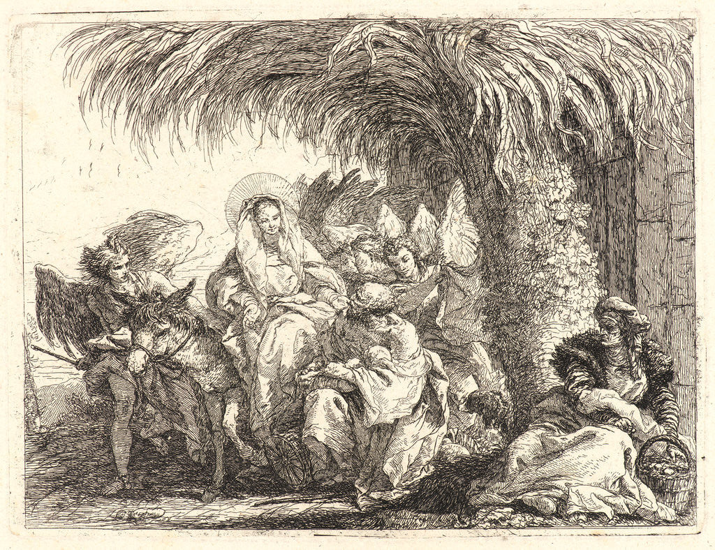 Detail of Joseph Kneels with the Child before Mary on the Donkey, 1750-1753 by Giovanni Domenico Tiepolo