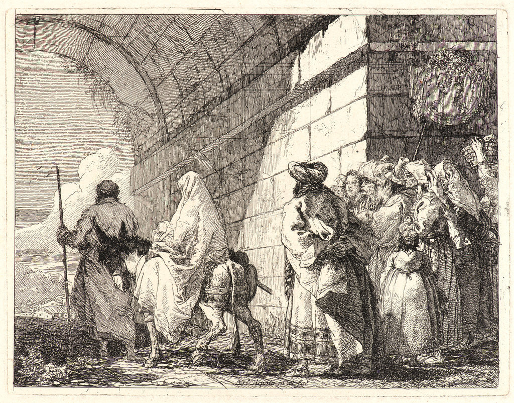 Detail of The Holy Family Passes under a City Arch, 1750-1753 by Giovanni Domenico Tiepolo