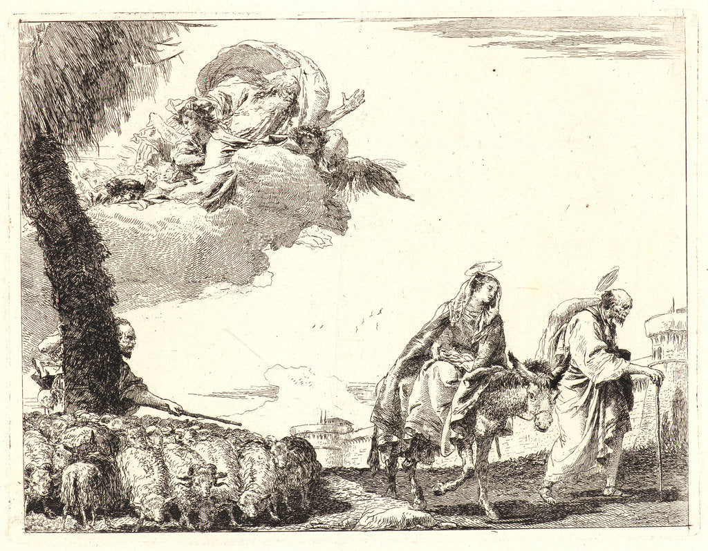 Detail of The Flight with the Holy Family at the Right, 1750-1753 by Giovanni Domenico Tiepolo