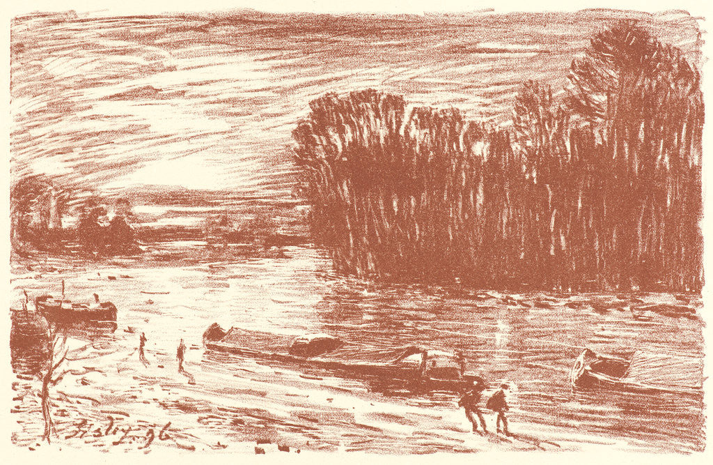 Detail of Banks of the Loing (Bords du Loing, près Saint-Mammès), 1896 by Alfred Sisley