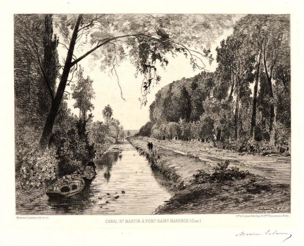 Detail of St. Martin Canal at Saint Maxence Bridge (Canal St. Martin à Pont Saint Maxence, Oise), 19th century by Maxime Lalanne