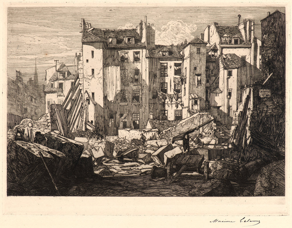 Detail of Demolition for the Building of the Rue des Ecoles (Démolitions pour le percement de la rue des Écoles), 19th century by Maxime Lalanne