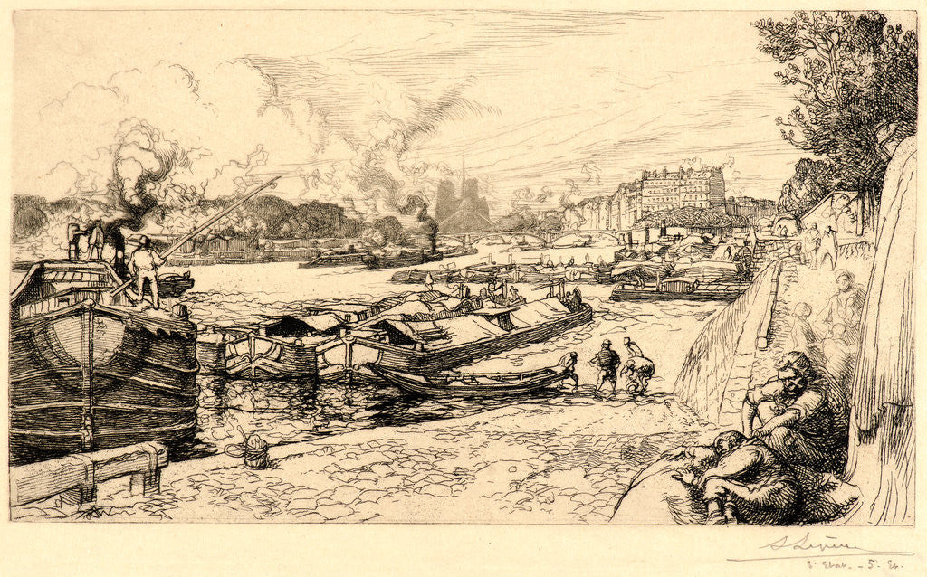 Detail of Les Bords de la Seine, by Auguste Louis Lepère