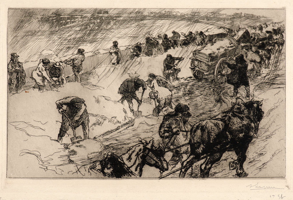 Detail of Combat contre la Niege, quai aux Fleurs, 1890 by Auguste Louis Lepère