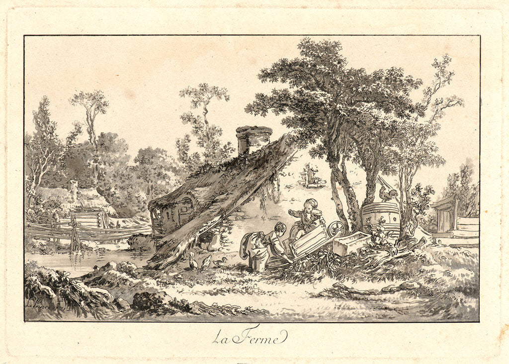 Detail of The Farm (La Ferme), 1771 by Jean-Baptiste Le Prince