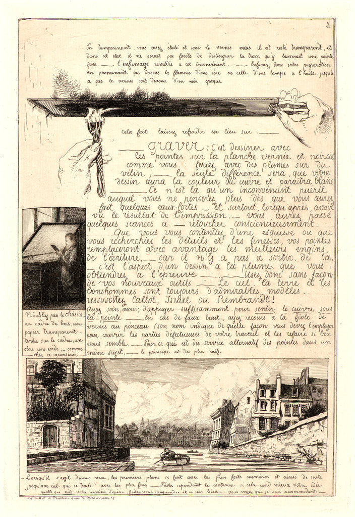 Detail of Letter on the Elements of Etching, second sheet, 1864 by Adolphe Martial Potémont