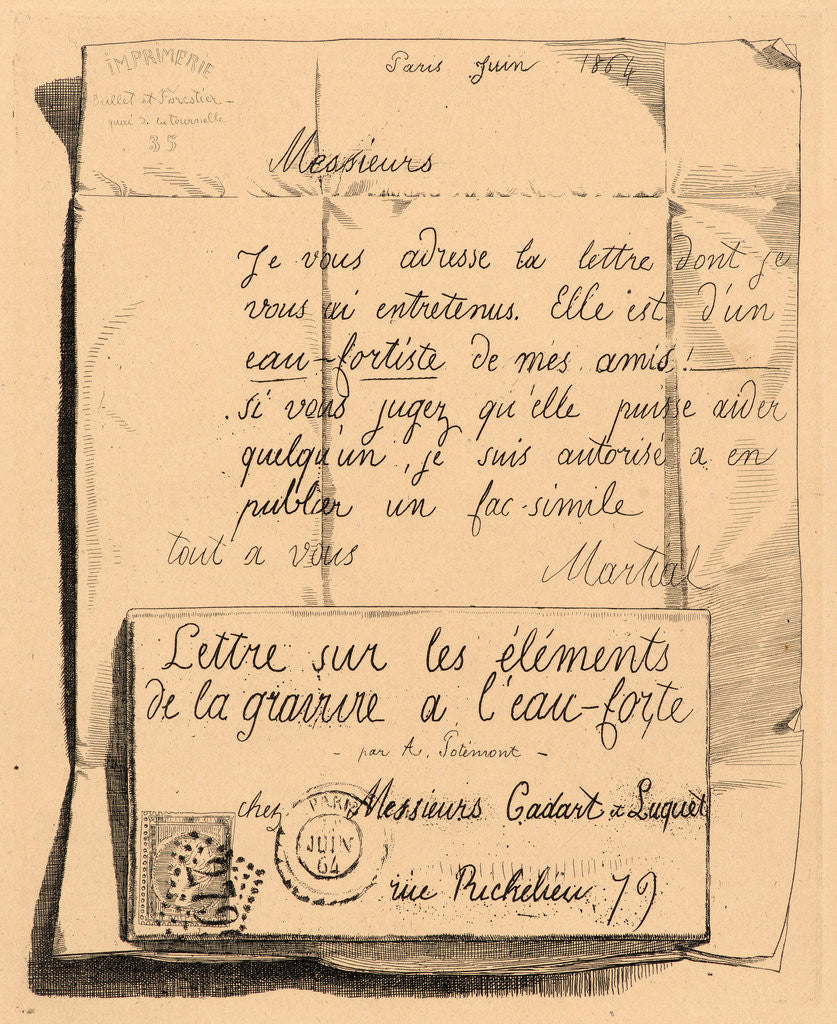 Detail of Letter on the Elements of Etching, title sheet, 1864 by Adolphe Martial Potémont
