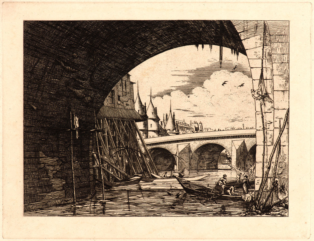 Detail of L'Arch du Pont, Notre Dame, 1881 by Edmond Gosselin