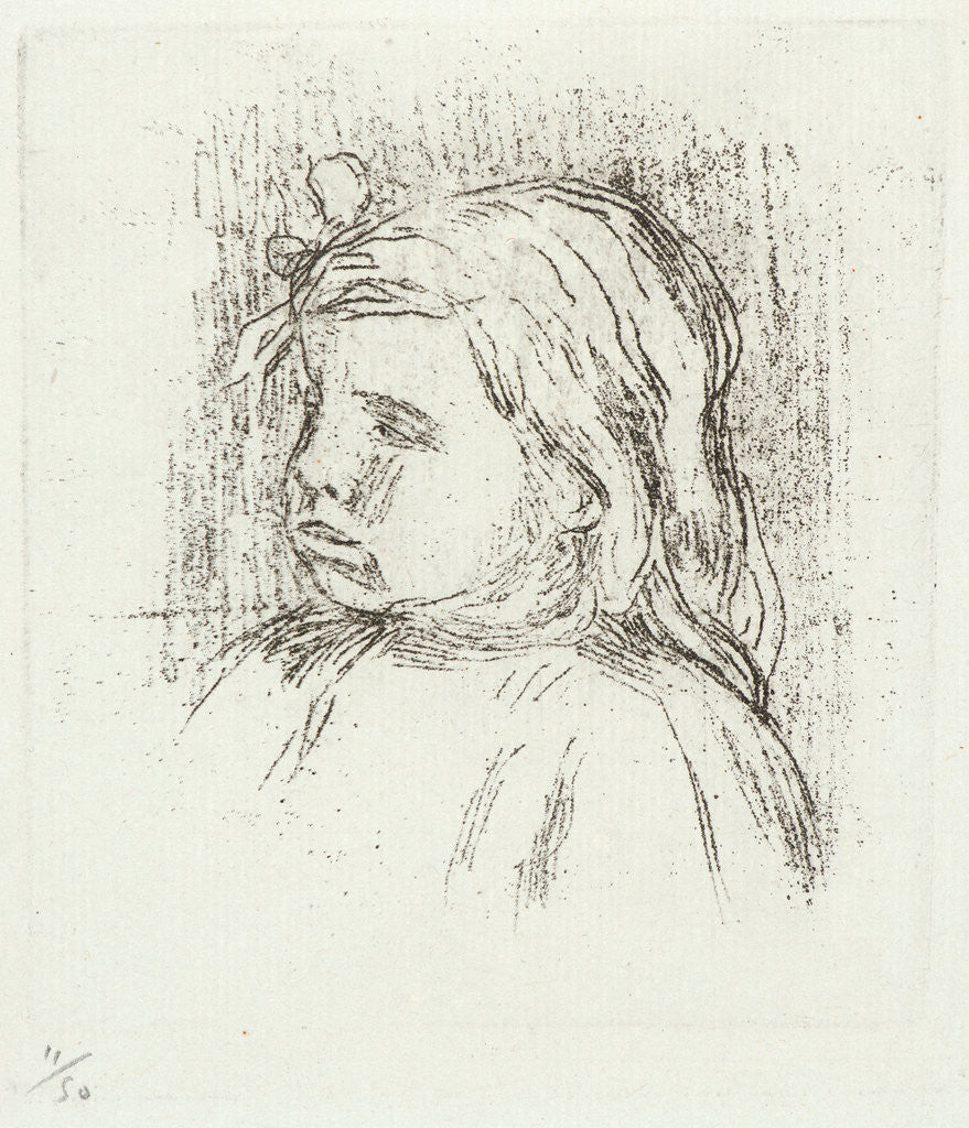 Detail of Portrait of Claude Renoir. Soft ground etching. by Pierre-Auguste Renoir