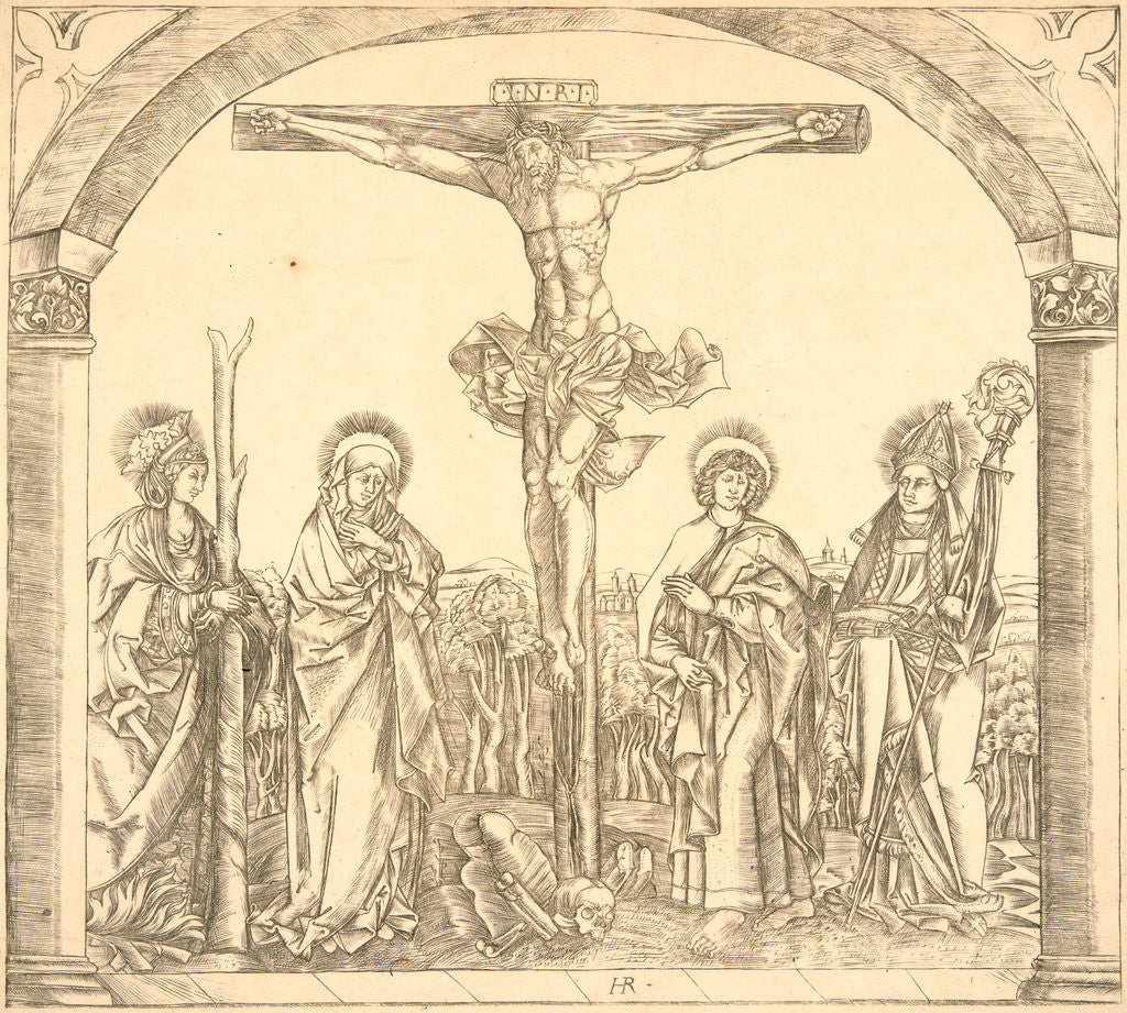 Detail of Christ on the Cross with the Virgin and St. Afra, St. John and St. Ulrich, by Hans Rogel