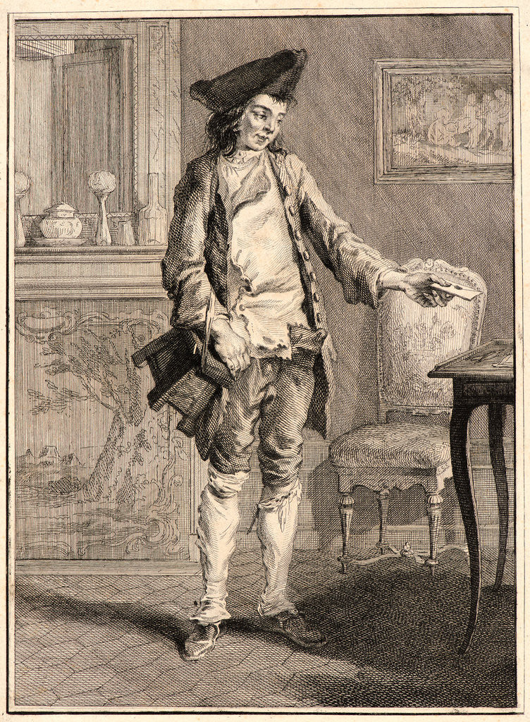 Detail of Postman Delivering a Letter, 1768 by Jean-Baptiste Tilliard