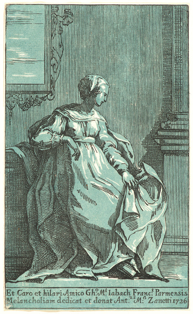 Detail of A Woman Seated in a Room (Melancholy), 1726 by Antonio Maria Zanetti I