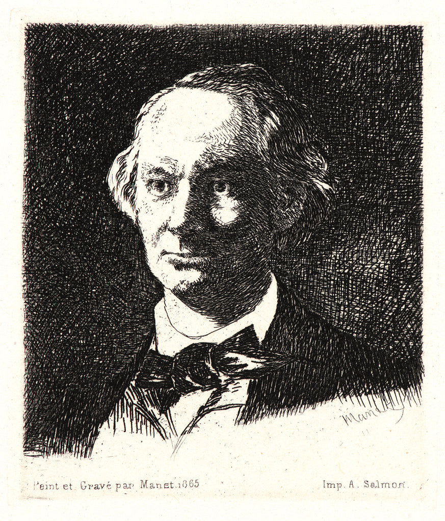 Detail of Charles Baudelaire de face, 1865 (posthumous restrike) by Édouard Manet