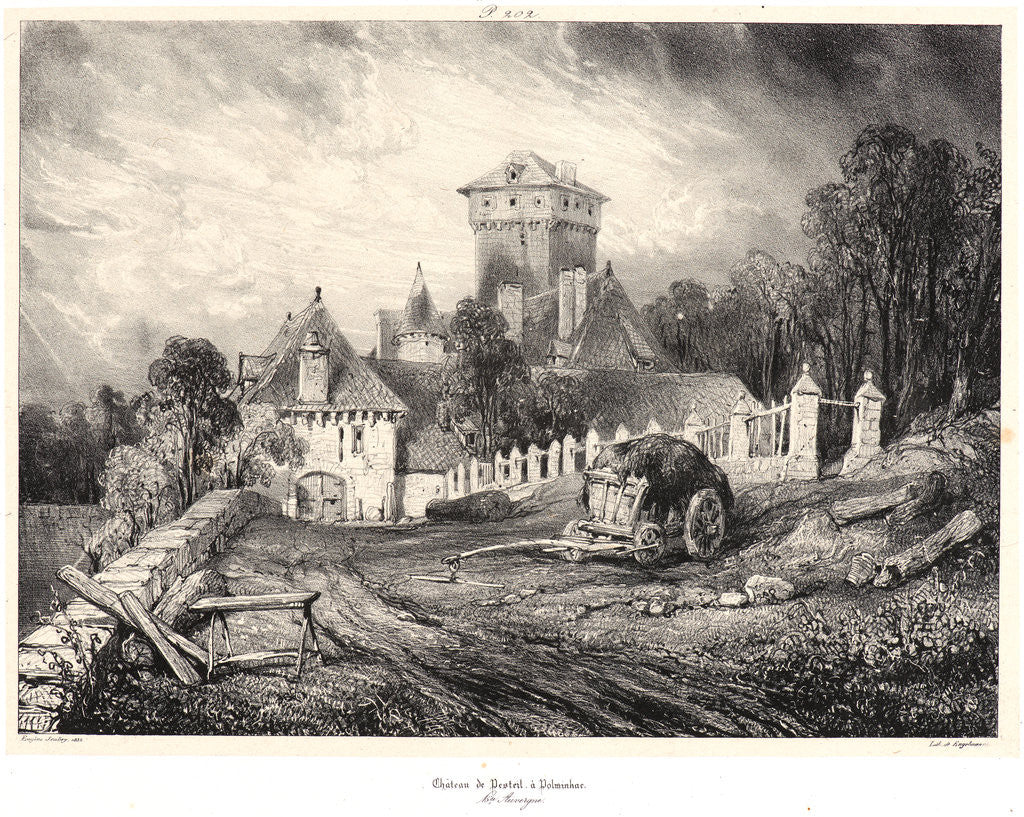 Detail of Château de Pesteil a Polminhac, 1832 by Eugène Isabey