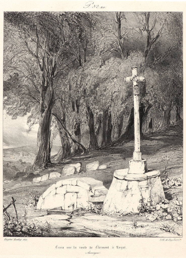 Detail of Croix sûr la Route de Clermont a Royal, 1831 by Eugène Isabey