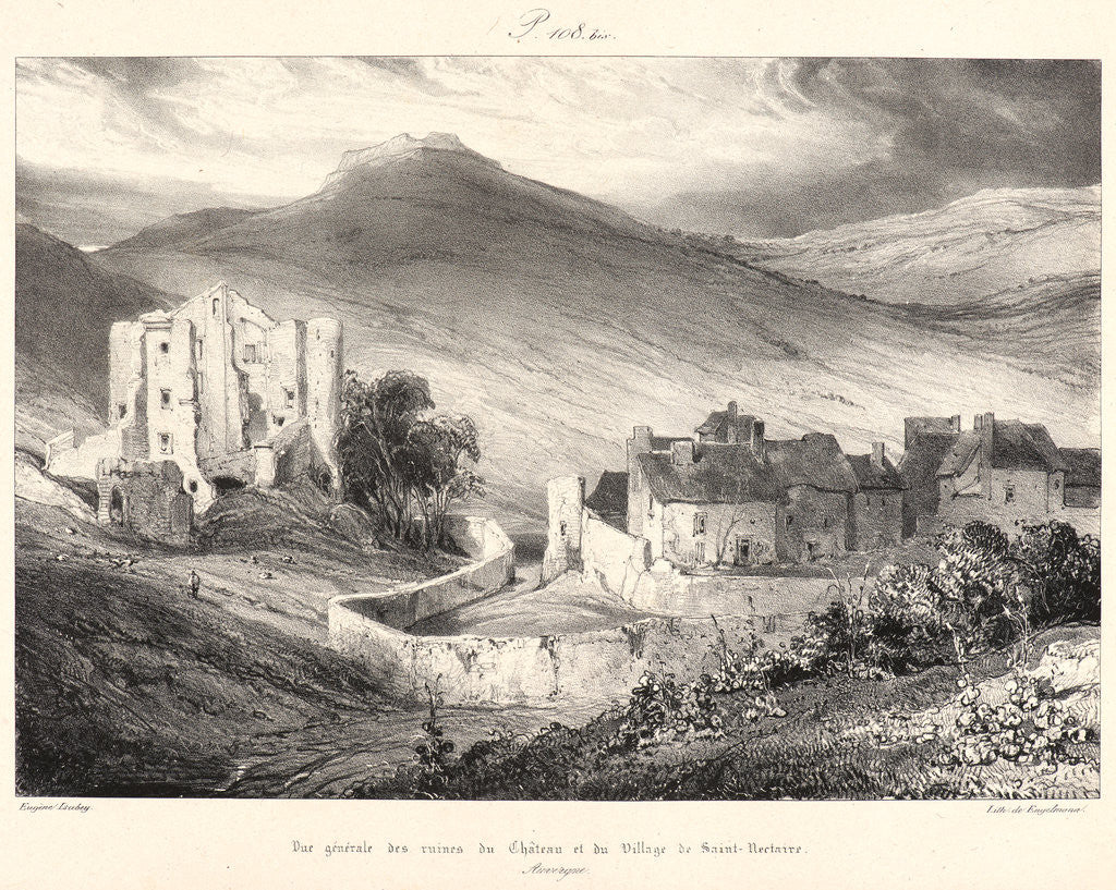 Detail of Ruines du Château et du Village de Saint- Nectaire, 1831? From Voyages Pittoresques et Romantiques dans l'Ancienne France by Eugène Isabey