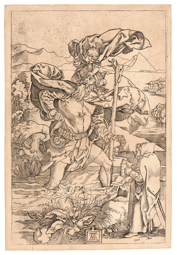 Detail of Saint Christopher, 1501-1504 by Marcantonio Raimondi