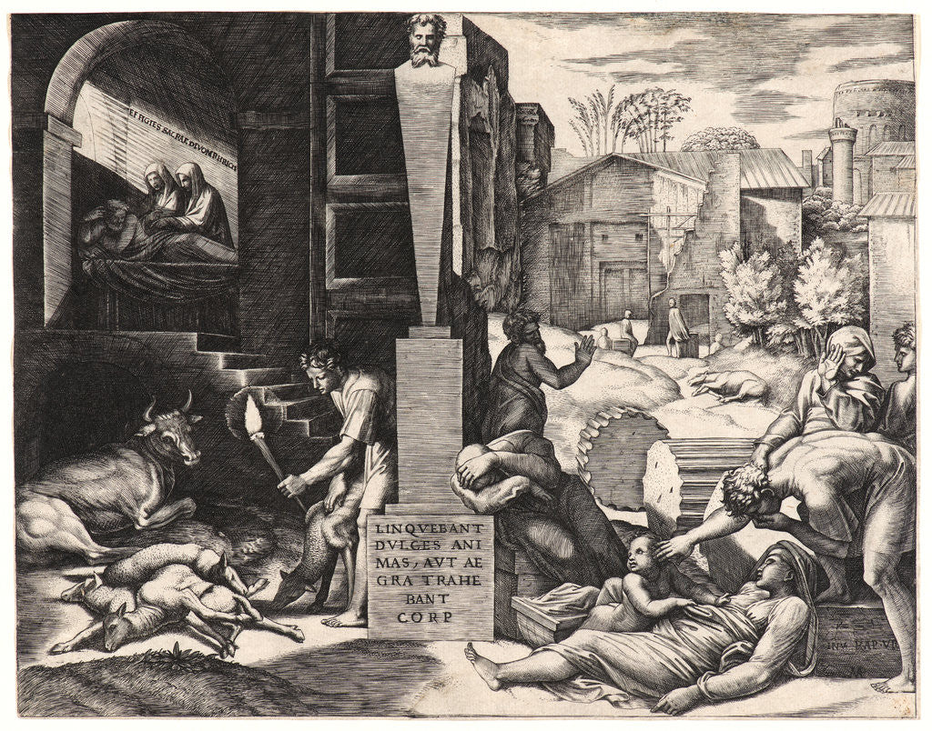 Detail of The Plague in Crete (Il Morbetto), ca. 1514- 1515 by Marcantonio Raimondi