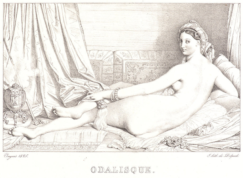 Detail of Odalisque, 1825 by Jean-Auguste-Dominique Ingres