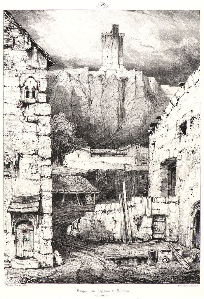 Detail of Donjon du Chateau de Polignac, 1830 by Eugène Isabey