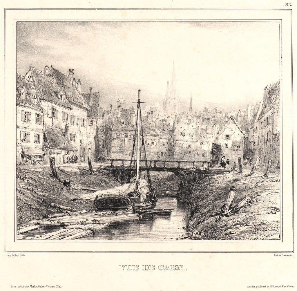 Detail of Vue de Caën, 1832 by Eugène Isabey