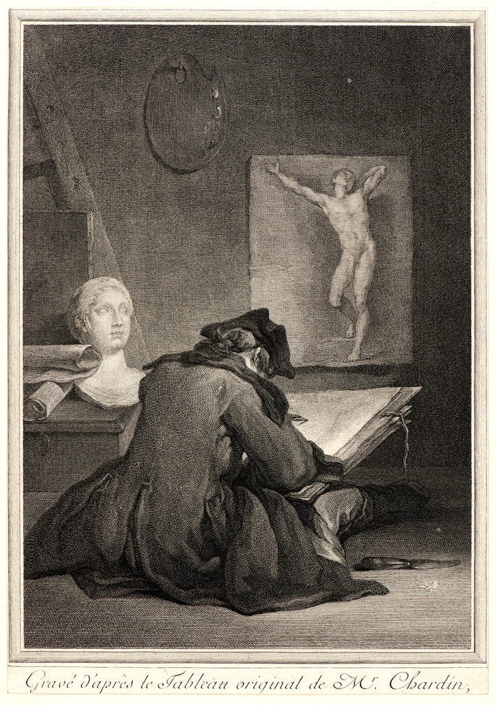 Detail of A Student Drawing (Le Dessinateur), 1757 by Jean-Jacques Flipart