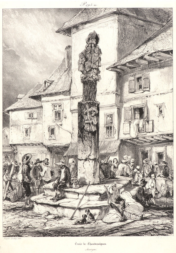 Detail of Croix de Chaudesaigues, 1831 by Eugène Isabey