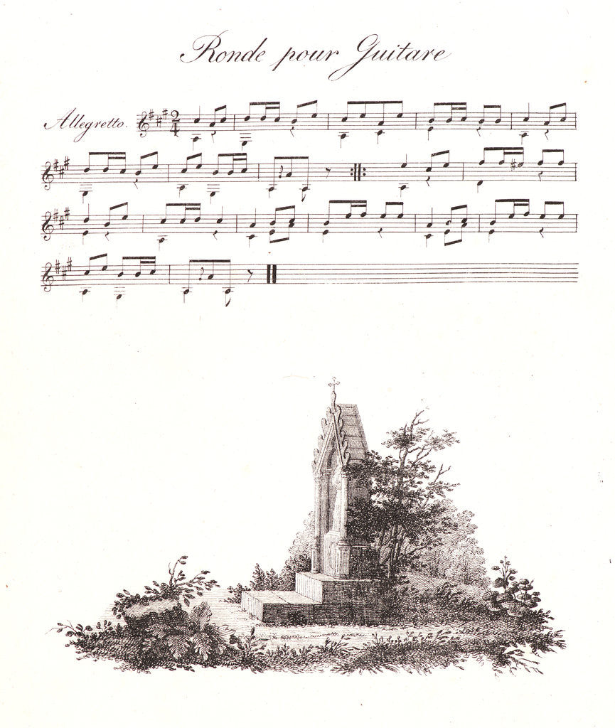 Detail of A Pen Drawing and Musical Notes, from Receuil Papryographique, 1820 by Alois Senefelder