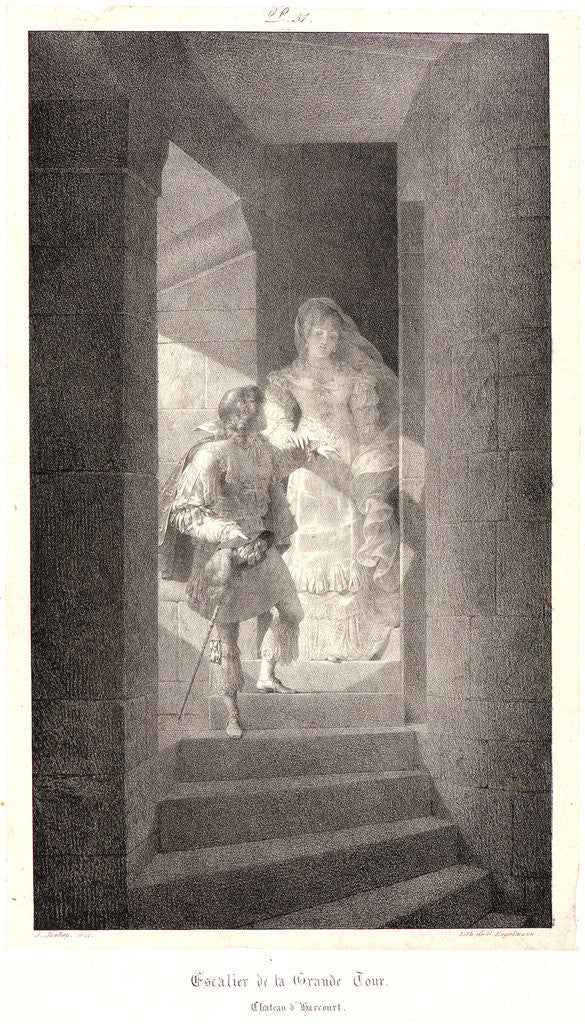 Detail of Staircase of the Great Tower (Escalier de la Grande Tour), 1822. by Jean Baptiste Isabey