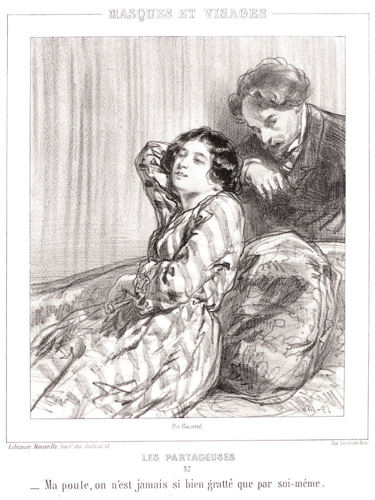 Detail of My pet, you can never find anyone to scratch you as well as you can scratch yourself by Paul Gavarni