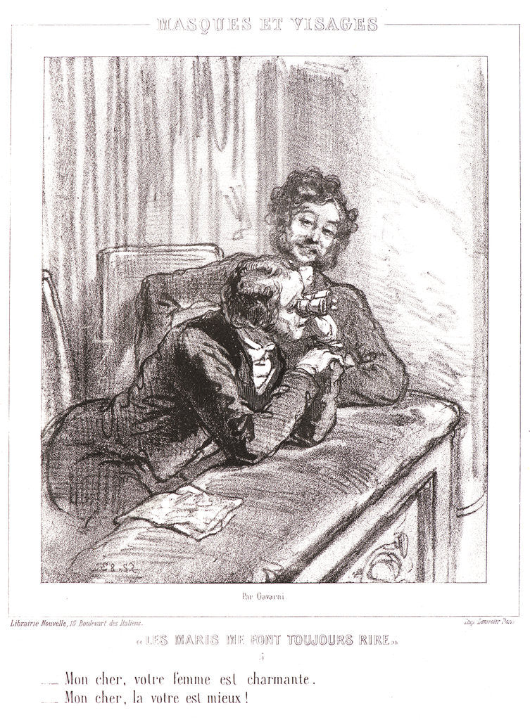 Detail of My friend, your wife is charming. My friend, yours is even more so by Paul Gavarni