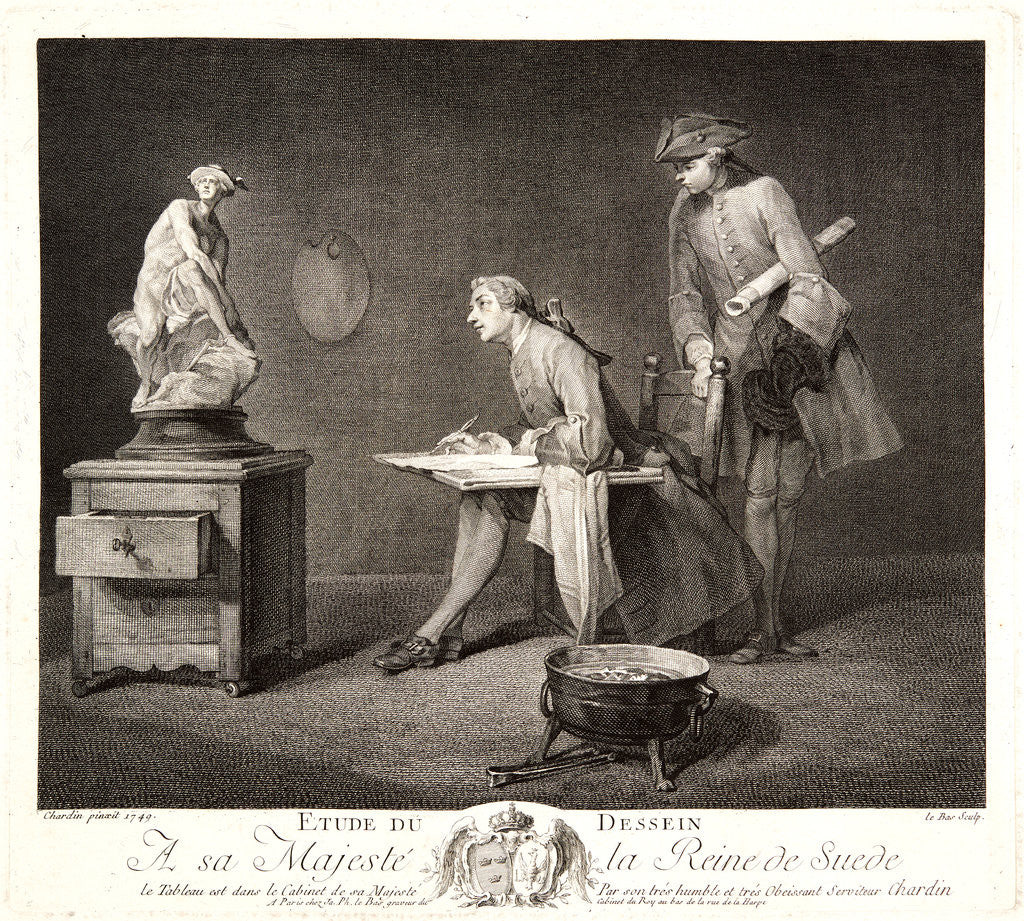 Detail of The Drawing Lesson (Étude du Dessen), ca. 1757 by Jacques Philippe Le Bas