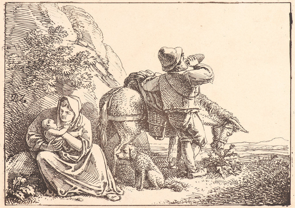 Detail of Italian Peasant Family Resting, 1809 by Benjamin Zix