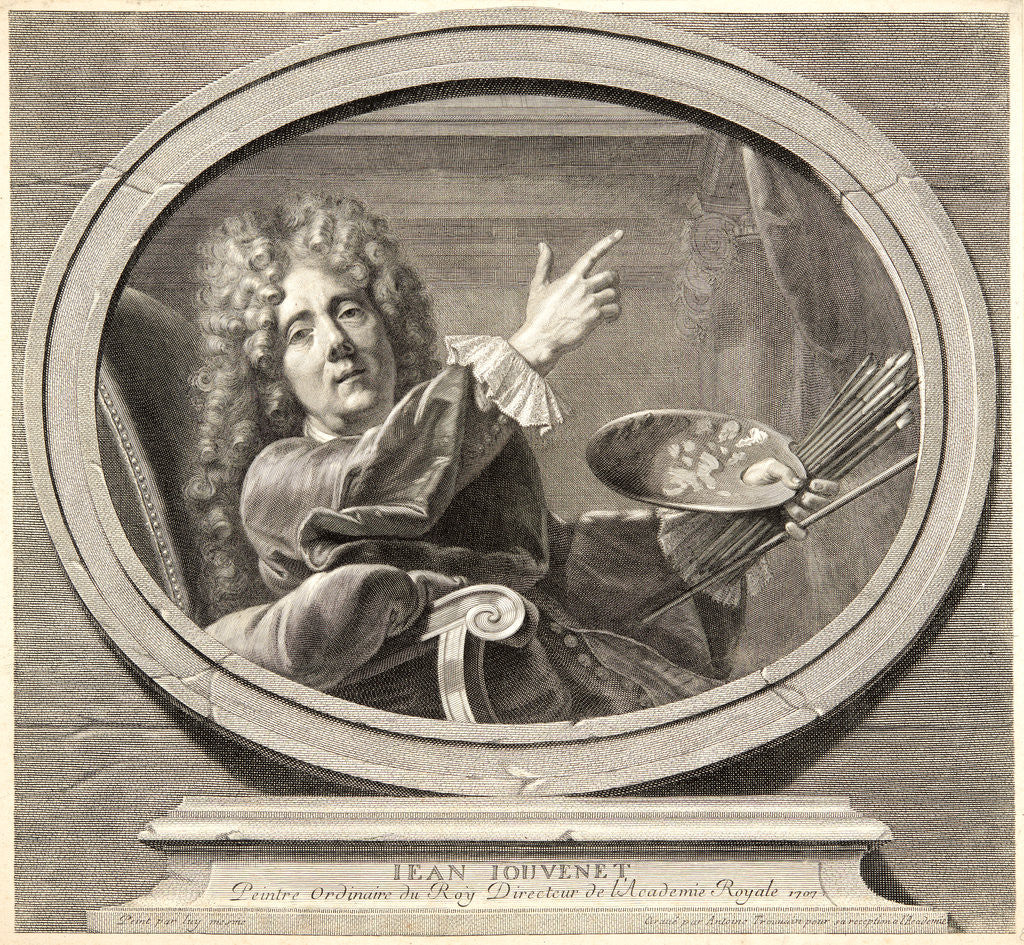 Detail of Portrait of Jean Jouvenet, Painter to the King, Director of the Royal Academy, 1707 by Antoine Trouvain
