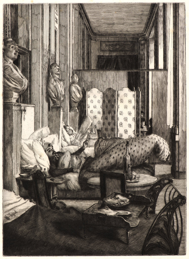 Detail of Le Foyer de la Comédie-Francaise pendant le Siège de Paris, 1870-1871 by James Tissot