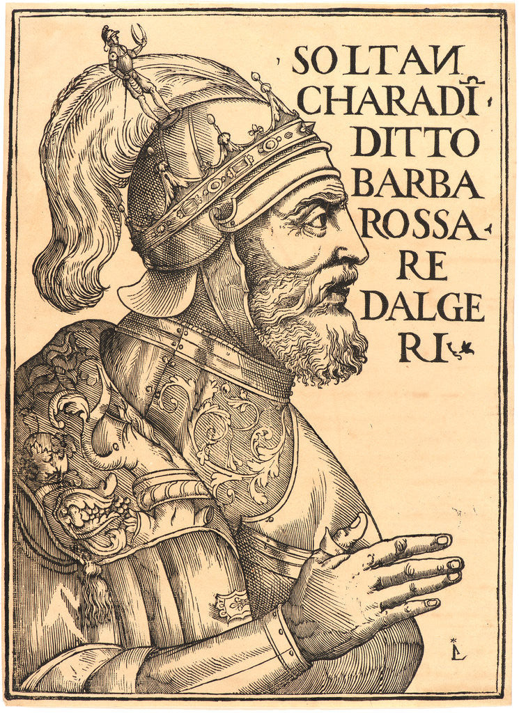 Detail of Soltan Charadin, Barbarossa Re Dalgeri, 1535 by Luca Antonio de Giunta