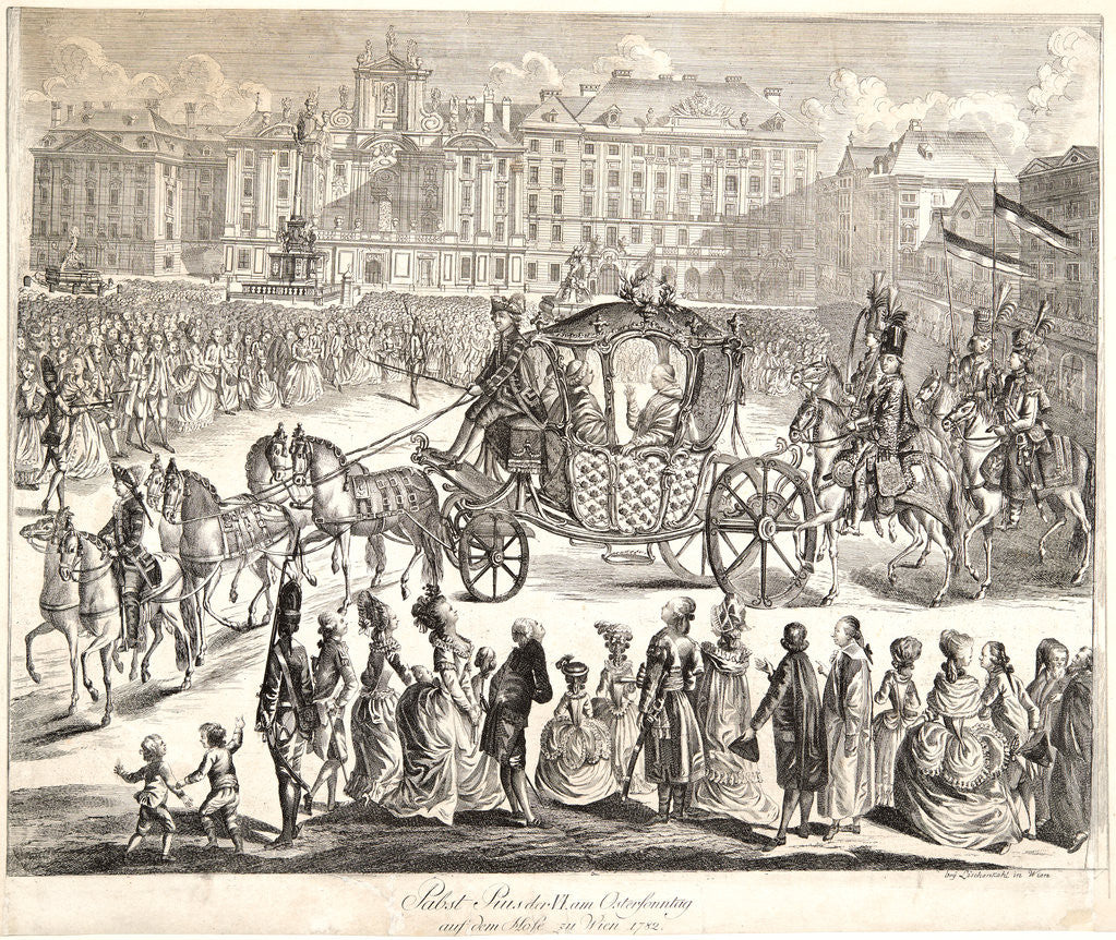 Detail of Pabst Pius am Ostersonntag auf dem Hofe zu Wien 1782, ca. 1782 by Johann Hieronymus Lo¨schenkohl