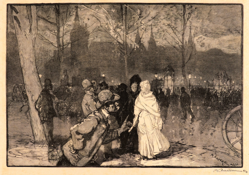 Detail of Sortie du Théatre du Chatelet, 1888 by Auguste Louis Lepère