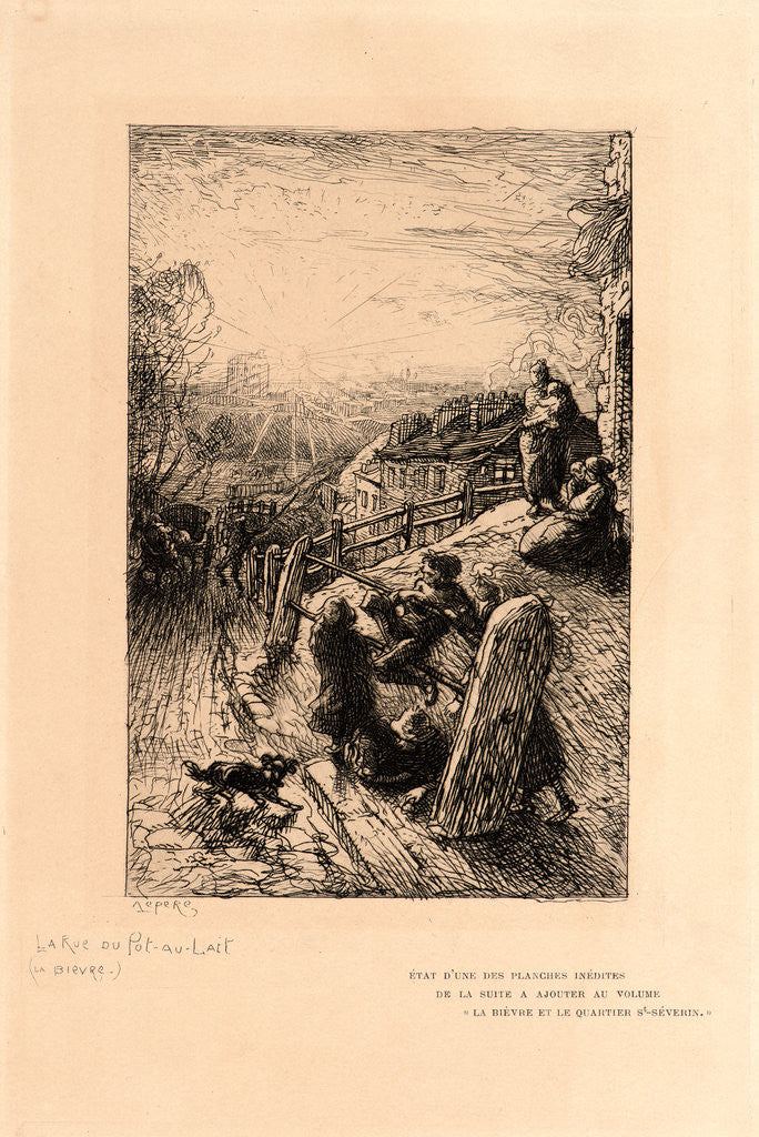 Detail of La Rue du Pot-au-Lait, ca. 1901 by Auguste Louis Lepère