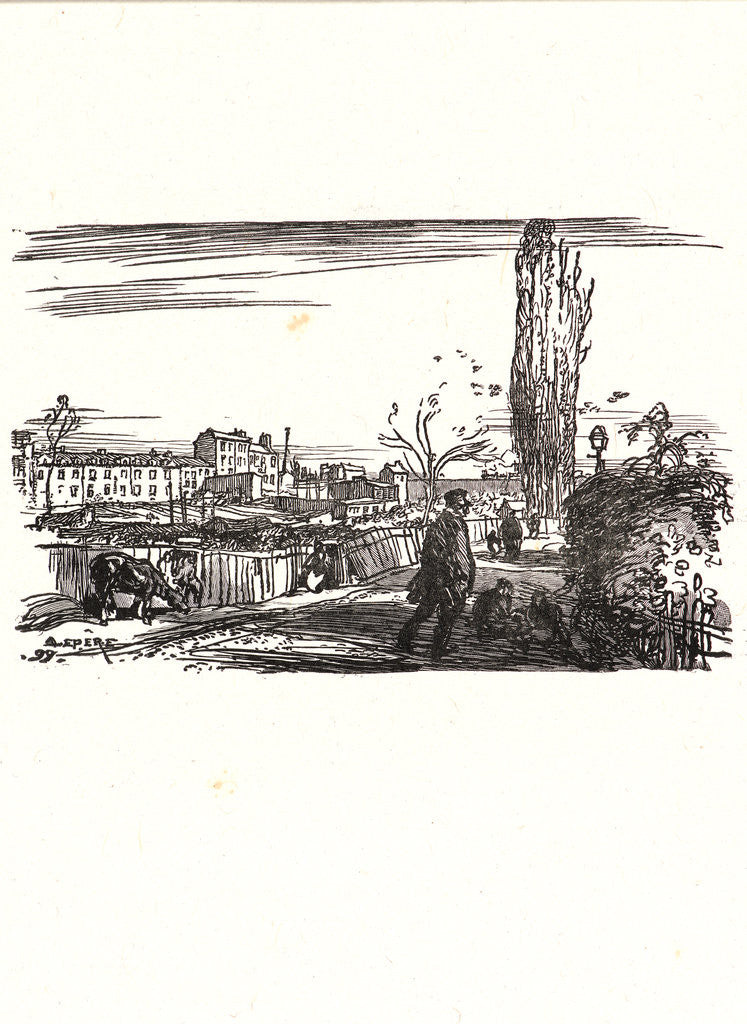 Detail of Image from La Bièvre, Les Gobelins, Saint-Séverin, ca. 1901 by Auguste Louis Lepère