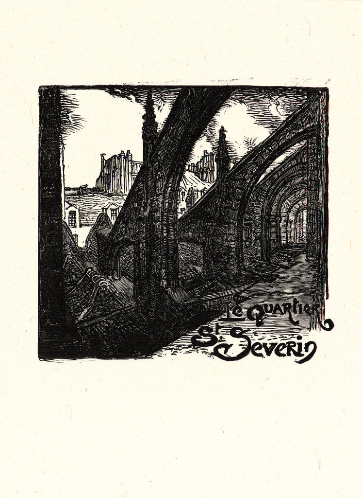 Detail of Image from La Bièvre, Les Gobelins, Saint-Séverin, ca. 1901 by Auguste Louis Lepère